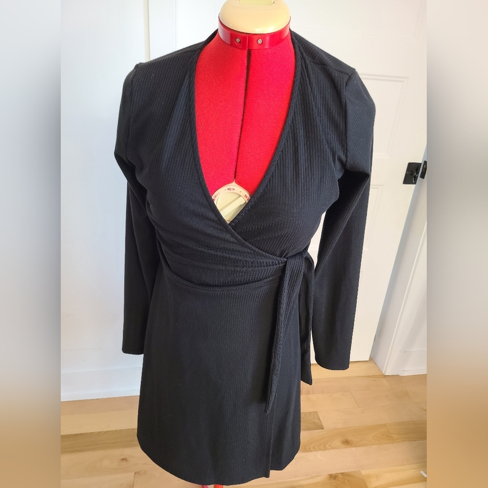 Rachel black wrap dress